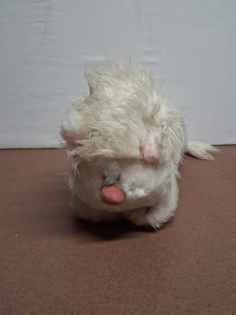Plush Small Pet Toy - Cream Soft Fur with Pink Nose